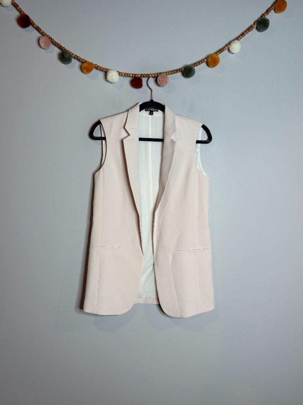 Express blush pink sleeveless open blazer